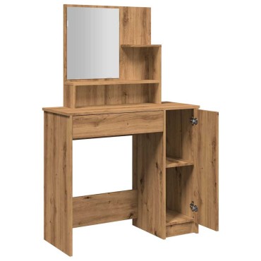 vidaXL Κομοδίνο με καθρέφτη Artisan Oak 86,5x35x136cm
