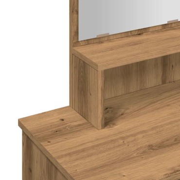 vidaXL Κομοδίνο με καθρέφτη Artisan Oak 86,5x35x136cm