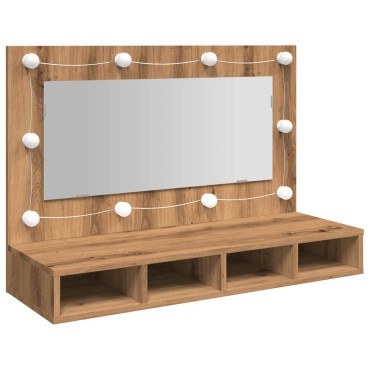 vidaXL Ντουλάπι καθρέφτη με LED Artisan Oak 90x31,5x62cm 1 τεμ.