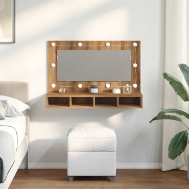 vidaXL Ντουλάπι καθρέφτη με LED Artisan Oak 90x31,5x62cm 1 τεμ.