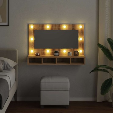 vidaXL Ντουλάπι καθρέφτη με LED Artisan Oak 90x31,5x62cm 1 τεμ.