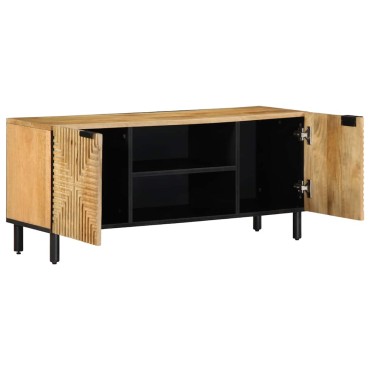 vidaXL Ντουλάπι τηλεόρασης καφέ 105x33x46cm από μασίφ ξύλο Mango 1 τεμ.