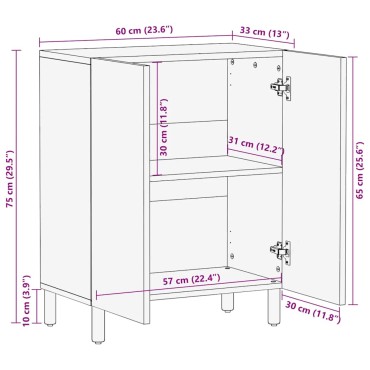 vidaXL Sideboard καφέ 60x33x75cm μασίφ ξύλο Mango