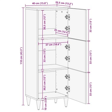 vidaXL Highboard 40x33,5x110cm μασίφ ξύλο Mango