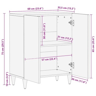 vidaXL Sideboard 60x33,5x75cm μασίφ ξύλο Mango