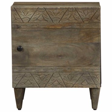 vidaXL κομοδίνο ντουλάπι ανοιχτό γκρι 40x33x46cm μασίφ ξύλο Mango 1 τεμ.