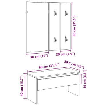 vidaXL σετ επίπλων διαδρόμου Artisan Oak Engineered Wood 80x30,5x40cm