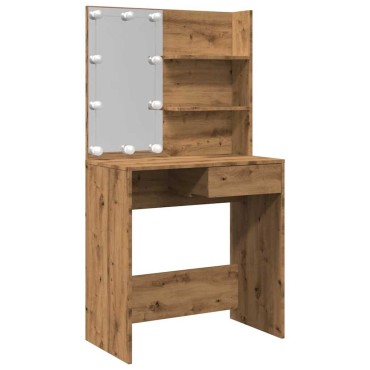 vidaXL Κομοδίνο με LED Artisan Oak 74,5x40x141cm