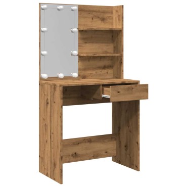 vidaXL Κομοδίνο με LED Artisan Oak 74,5x40x141cm