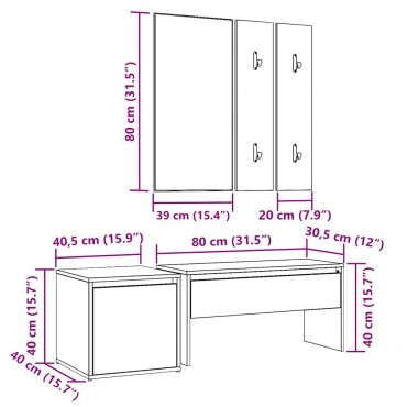 vidaXL σετ επίπλων διαδρόμου Artisan Oak Engineered Wood 80x30,5x40cm