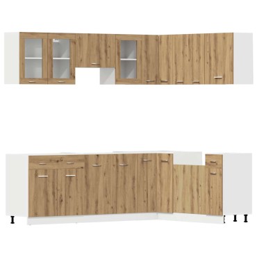 vidaXL 11 τεμαχίων σετ ντουλαπιών κουζίνας Artisan Oak Engineered Wood