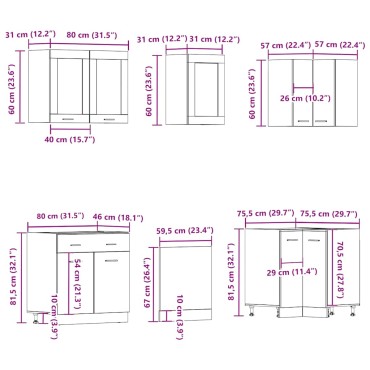 vidaXL 11 τεμ. Υπουργικό Συμβούλιο Κουζίνας Set Παλαιωμένο ξύλο