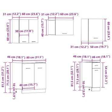 vidaXL 11 τεμ. Υπουργικό Συμβούλιο Κουζίνας Set Παλαιωμένο ξύλο