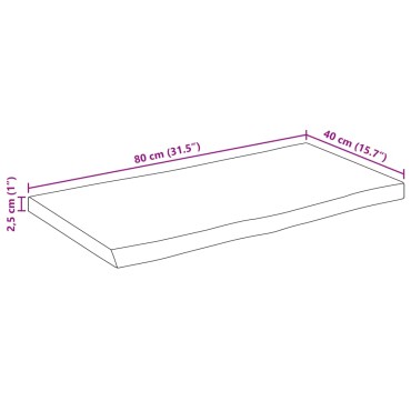 vidaXL Επιφάνεια Τραπεζιού 80x40x2,5cm Live Edge Μασίφ Ξύλο Μάνγκο 1 τεμ.