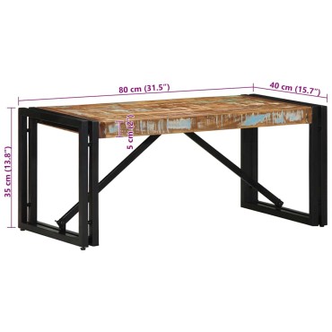 vidaXL Τραπεζάκι σαλονιού πολύχρωμο 80x40x35cm Ξύλο μασίφ ανακυκλωμένο 1 τεμ.