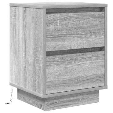 vidaXL Κομοδίνα με φώτα LED 2 τεμ. Γκρι Sonoma 38x34x50cm