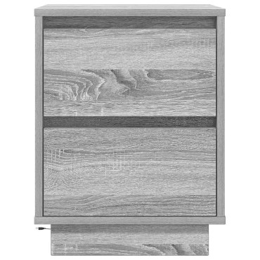 vidaXL Κομοδίνα με φώτα LED 2 τεμ. Γκρι Sonoma 38x34x50cm