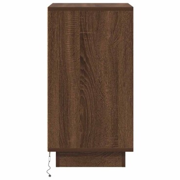 vidaXL Κομοδίνο με φώτα LED καφέ δρυς 38x34x65cm 1 τεμ.