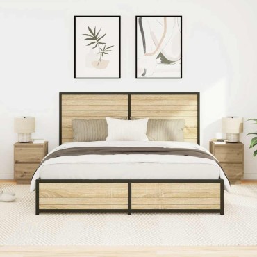 vidaXL Κομοδίνα με φώτα LED 2 τεμ. Artisan Oak 38x34x50cm