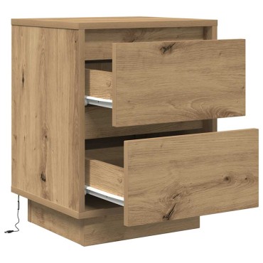 vidaXL Κομοδίνα με φώτα LED 2 τεμ. Artisan Oak 38x34x50cm