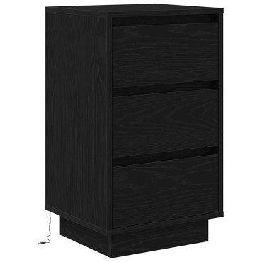 vidaXL Κομοδίνο με φώτα LED Μαύρο 38x34x65cm 1 τεμ.