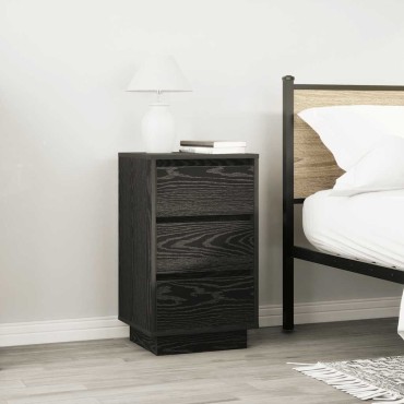 vidaXL Κομοδίνο με φώτα LED Μαύρο 38x34x65cm 1 τεμ.
