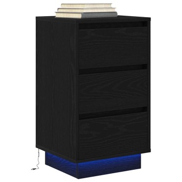 vidaXL Κομοδίνο με φώτα LED Μαύρο 38x34x65cm 1 τεμ.