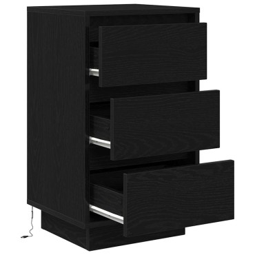 vidaXL Κομοδίνο με φώτα LED Μαύρο 38x34x65cm 1 τεμ.