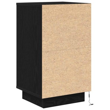 vidaXL Κομοδίνο με φώτα LED Μαύρο 38x34x65cm 1 τεμ.