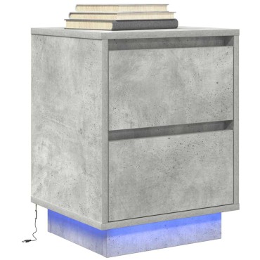 vidaXL Κομοδίνα με φώτα LED 2 τεμ. Μπετόν Γκρι 38x34x50cm