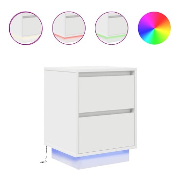 vidaXL Κομοδίνα με φώτα LED 2 τεμ. Λευκό 38x34x50cm