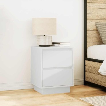 vidaXL Κομοδίνα με φώτα LED 2 τεμ. Λευκό 38x34x50cm