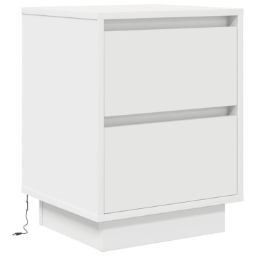 vidaXL Κομοδίνα με φώτα LED 2 τεμ. Λευκό 38x34x50cm
