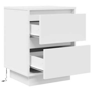 vidaXL Κομοδίνα με φώτα LED 2 τεμ. Λευκό 38x34x50cm
