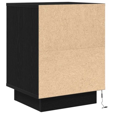 vidaXL Κομοδίνα με φώτα LED 2 τεμ. Μαύρο 38x34x50cm