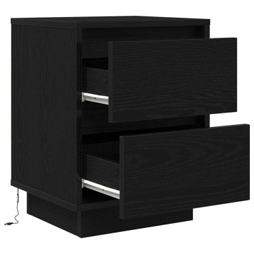 vidaXL Κομοδίνα με φώτα LED 2 τεμ. Μαύρο 38x34x50cm