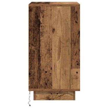 vidaXL Κομοδίνο με φώτα LED Παλιό ξύλο 38x34x65cm 1 τεμ.