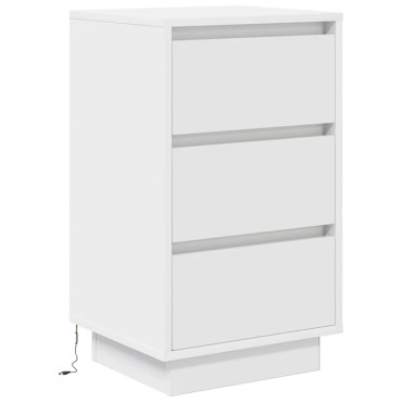 vidaXL Κομοδίνο με φώτα LED Λευκό 38x34x65cm 1 τεμ.