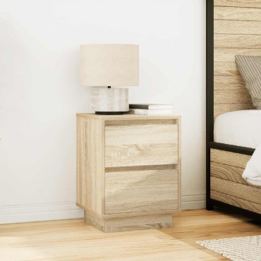 vidaXL Κομοδίνα με φώτα LED 2 τεμ. Sonoma Oak 38x34x50cm