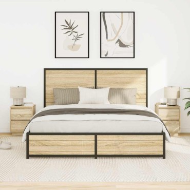 vidaXL Κομοδίνα με φώτα LED 2 τεμ. Sonoma Oak 38x34x50cm