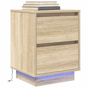 vidaXL Κομοδίνα με φώτα LED 2 τεμ. Sonoma Oak 38x34x50cm