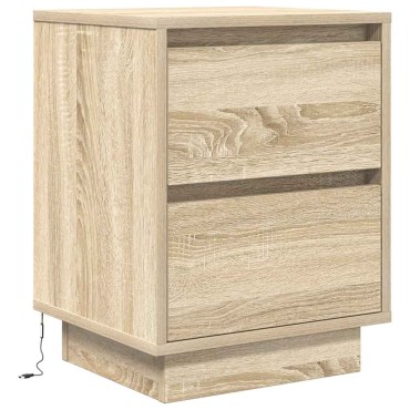 vidaXL Κομοδίνα με φώτα LED 2 τεμ. Sonoma Oak 38x34x50cm