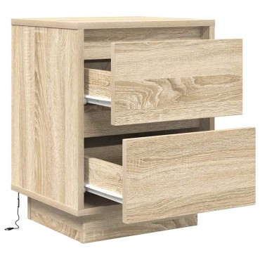 vidaXL Κομοδίνα με φώτα LED 2 τεμ. Sonoma Oak 38x34x50cm
