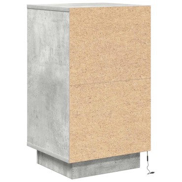 vidaXL Κομοδίνο με φώτα LED Γκρι μπετόν 38x34x65cm 1 τεμ.