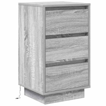 vidaXL Κομοδίνο με φώτα LED Γκρι Sonoma 38x34x65cm 1 τεμ.