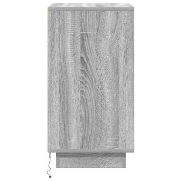 vidaXL Κομοδίνο με φώτα LED Γκρι Sonoma 38x34x65cm 1 τεμ.