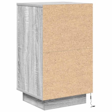 vidaXL Κομοδίνο με φώτα LED Γκρι Sonoma 38x34x65cm 1 τεμ.