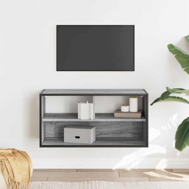 vidaXL Έπιπλο Τηλεόρασης Γκρι Sonoma 80x31x39,5cm Επεξ.Ξύλο/Μέταλλο