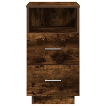 vidaXL Κομοδίνο με 2 συρτάρια Καπνιστή Δρυς 36x36x68cm 1 τεμ.