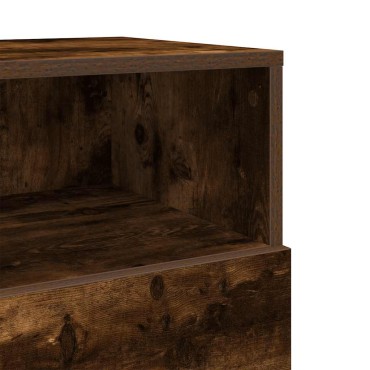 vidaXL Κομοδίνο με 2 συρτάρια Καπνιστή Δρυς 36x36x68cm 1 τεμ.